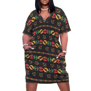 Juneteenth No. 5 Celebration Dress | Pan-african Colors | Red Green Gold Black | V-neck Pocket Dress | Plus Size S-5XL | Freedom Day Fashion - Etsy Juneteenth No. 5 Celebration Dress | Pan-african Colors | Red Green Gold Black | V-neck Pocket Dress | Plus Size S-5XL | Freedom Day Fashion - Etsy