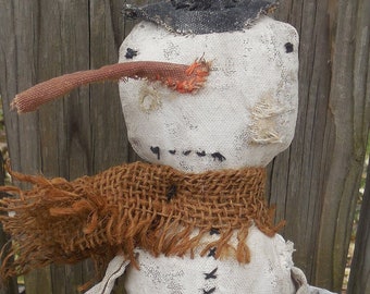 SALE Prmitive epattern-NOT DoLL, Folk Art Snowman 404 DoMINIC Snow ePattern by Crows Roost Prims