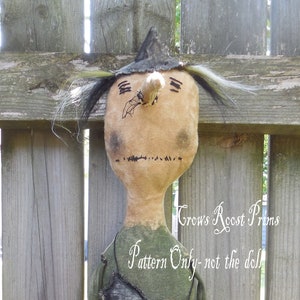 SALE Primitive Folk Art Halloween Witch 401 Greta Greenwitch doll epattern immediate download