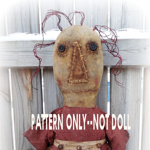 SALe Raggedy epattern-NOT DoLL Primitive Bag Holder 119  Crows Roost Prims epattern immediate download