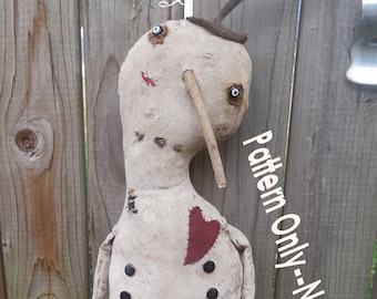Prmitive epattern-NoT DoLL, Folk Art Schneemann GeeVES 387 ePattern von Crows Roost Prims