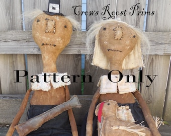 Thanksgiving ePattern- NICHT DoLL, 398 Primitive Volkskunst PILGER Mr., Mrs., gun, turkey und Kürbis sofort download