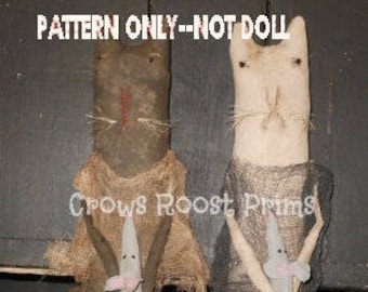 SALe Cat and Mouse epattern-NOT DoLL, Doll 175 Primitive Long  Crows Roost Prims  immediate download