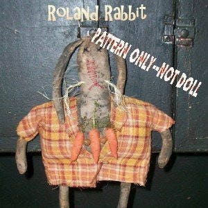 Bunny Rabbit epattern-NOT DoLL Easter ROLAND 254 Primitive Crows Roost Prims epattern immediate download image 1