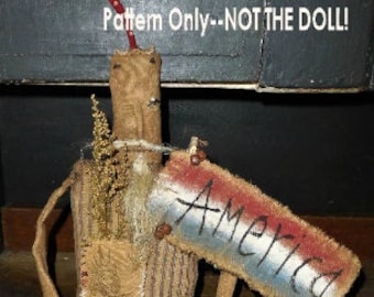 SALE Americana Epattern-KEINE DoLL, Uncle Sam Puppe Crows Roost Prims 380 Extreme Primitive epattern sofort download