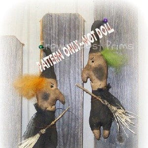 SALe Halloween epattern-NOT DoLL, Mean Witch Primitive Ornament Crows Roost Prims 185E Epattern  SALE immediate download