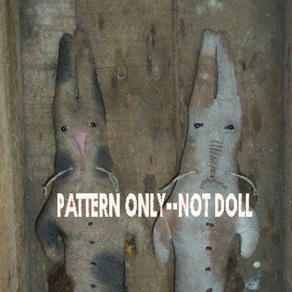 Easter Long Spotted rabbit epattern-NOT DoLL, 204 Primitive Bunny Crows Roost Prims SALE immediate download