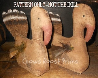 Verkauf ....Primitive epattern-NOT DoLL, Volkskunst Alte Wilde Truthahnsitter 389 epattern