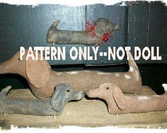 SALe Dog epattern-NOT DoLL,  large, small  ornament Crows Roost Prims 269 Primitive Dachshund Weiner epattern  SALE immediate download