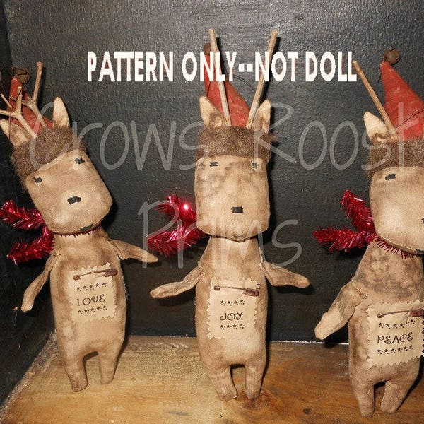 SALE * Christmas  epattern-NOT DoLL Primitive Deer Ornament 187 epattern immediate download