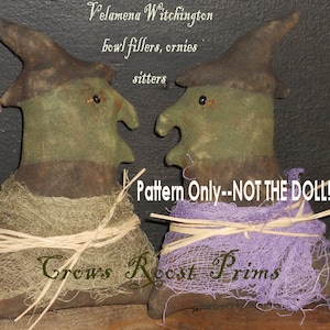Halloween epattern-NOT DoLL, Velamena Witchington bowl filler, leaner ornament  382 Primitive Crows Roost Prims epattern immediate download