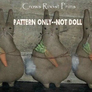 SALe Rabbit epattern-NOT DoLL 202 Bunny Primitive Easter Bowl Fillers, Ornaments, tucks Crows Roost Prims immediate download image 1