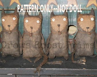 SaLE CAT epattern-NOT DoLL, Old Primitive Cat Doll Crows Roost Prims 223 epattern immediate download