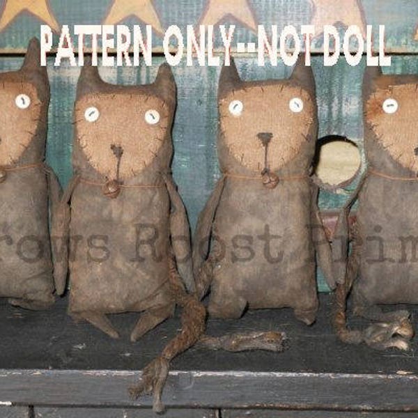 SaLE CAT epattern-NOT DoLL, Old Primitive Cat Doll Crows Roost Prims 223 epattern immediate download