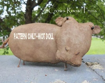 Primitive epattern-NOT DoLL Zoo Animal Noahs ARK Series Hippopotomus 287 Crows Roost Prims epattern SALe  IMMEDiaTE DOWNLoad