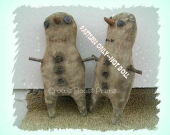 SALe Snowman epattern-NOT DoLL doll 238 Crows Roost Primitive Dirty e pattern immediate download