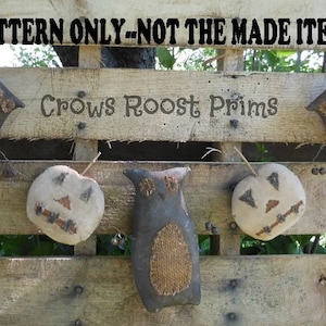SALE Halloween Primitive epattern-NOT DoLL, Owl, Pumpkin, Skeleton Head Garland - Ornaments  391