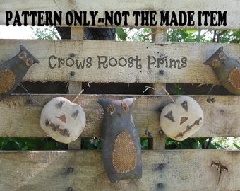 SALE Halloween Primitive Muster- NICHT Puppe, Eule, Kürbis, Skelettkopf Girlande - Ornamente 391