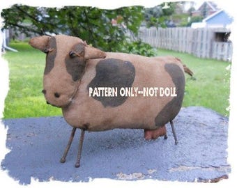 Zoo AnimaLs COW -epattern-NOT DoLL NOAHs Ark Series-Primitive 289e Crows Roost Prims epattern immediate download