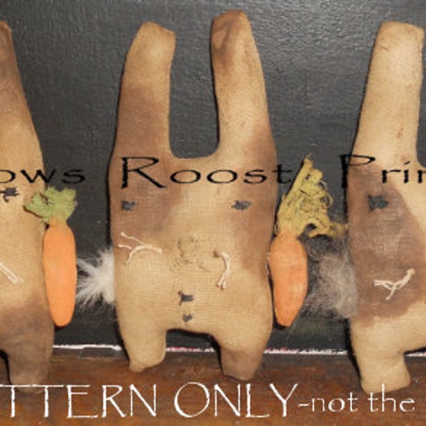 Rabbit epattern-NOT DoLL,  206  Primitive Bunny Easter shorties  Crows Roost Prims epattern SALE immediate download