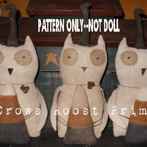 SALe Halloween epattern-NOT DoLL, White Witch Owl Candy corn doll 301 Primitive Crows Roost Prims epattern SALE immediate download