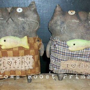 SALe CAt and fish epattern-NOT DoLL, Primitive 257 Crows Roost Prims Sassy Sasha FAT epattern immediate download image 3