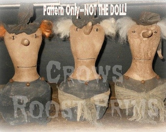 SaLE Primitive epattern-NOT DoLL, Halloween Primitive Witch Leaner  107 Crows Roost Prims immediate download