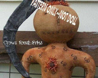 Primitive epattern-NOT DoLL Halloween PUMPkin Party doll Crows Roost Prims 133 epattern immediate download