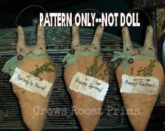 SALe Primitive epattern-NOT DoLL Easter Rabbit Bunny headed Carrot 210 Crows Roost Prims epattern