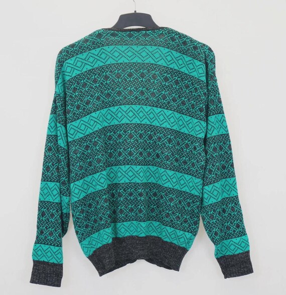 Vintage Hook Colorful Crazy Pattern Cardigan Swea… - image 3