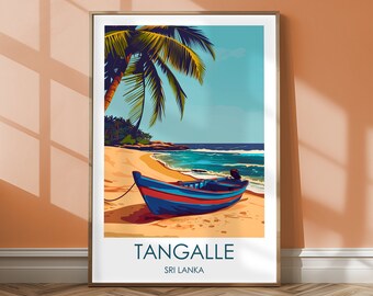 Tangalle Beach Sri Lanka travel poster – High-quality wall art of the tropical beach – Home decor gift for nature and travel lovers