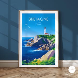 Póster de Bretaña Francia: olas, viento y romance costero | Arte de la naturaleza | Costa atlántica francesa