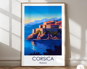 Corsica Travel Print France Travel Poster – Citadel de Calvi – Coastal Landscape Poster, Travel Art, Island Wall Art, Mediterranean Decoration