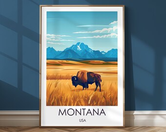 Montana Travel Poster - USA Wall Art for Home Decor Gift Art Print Montana