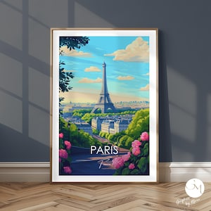 Paris Poster France - Eiffel Tower at Night & City of Lights | Cityscape Art | Romantic Paris