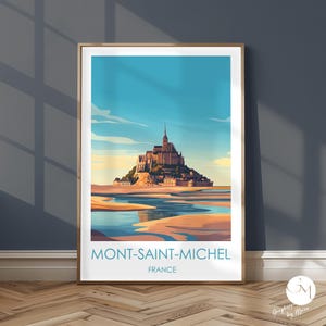 Poster Mont Saint-Michel França - Ilha Mágica & Herança Medieval | arte paisagística | Abadia à beira-mar