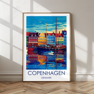 Copenhague Travel Print Travel Poster - Danemark Wall Art for Home Decor Gift Art Print Copenhague