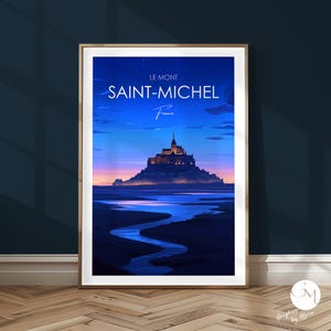 Pôster Le Mont Saint-Michel St Michel Normandia França - Abadia medieval e arte de parede com paisagem de maré