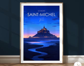 Mont Saint-Michel St Michel Normandy France Poster – Medieval Abbey & Tidal Landscape Wall Art