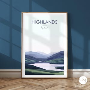 Póster de las Tierras Altas de Escocia de Gran Bretaña – Naturaleza salvaje y paisaje montañoso | Impresionante paisaje escocés | Lienzo tierras altas