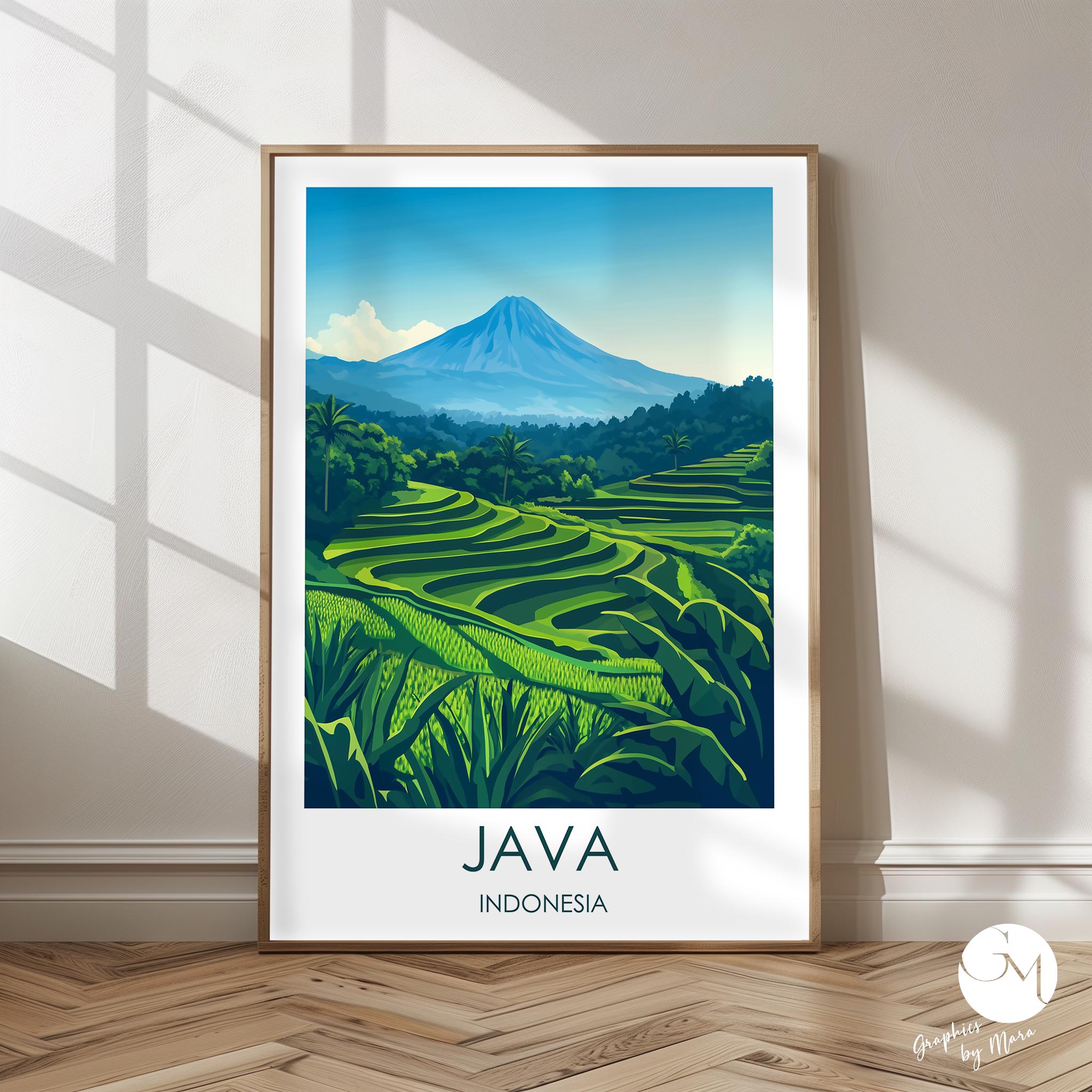 Java Poster Indonesia Volcanic Landscape & Natural Wonders | Exotic ...