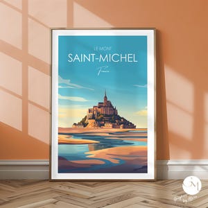 Póster Mont Saint-Michel Normandía Francia - Abadía medieval e isla Tidal | arte paisajístico