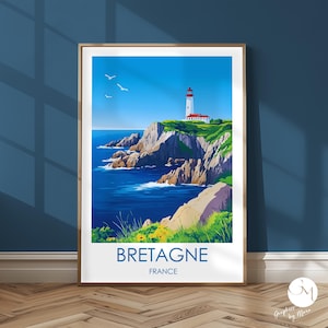 Poster France de Brittany - mar áspero & paisagem costeira dramática | Arte da natureza | Costa francesa
