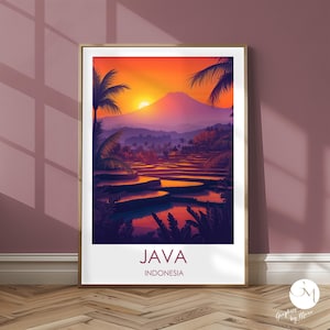 Java Indonesië Poster – Vulkanisch landschap en tropisch paradijs | Adembenemende natuur | Java Landschap Poster