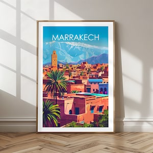 Cartel de viaje de Marrakech - Cartel de viaje para Marrakech, Marruecos - Decoración de pared para los entusiastas de Marrakech