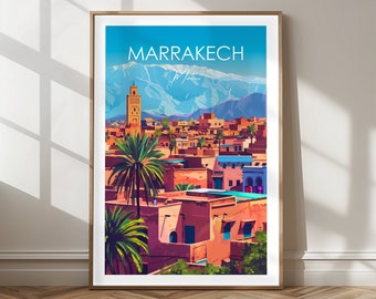 Marrakech travel poster – travel poster for Marrakech, Morocco – wall decoration for Marrakech enthusiasts