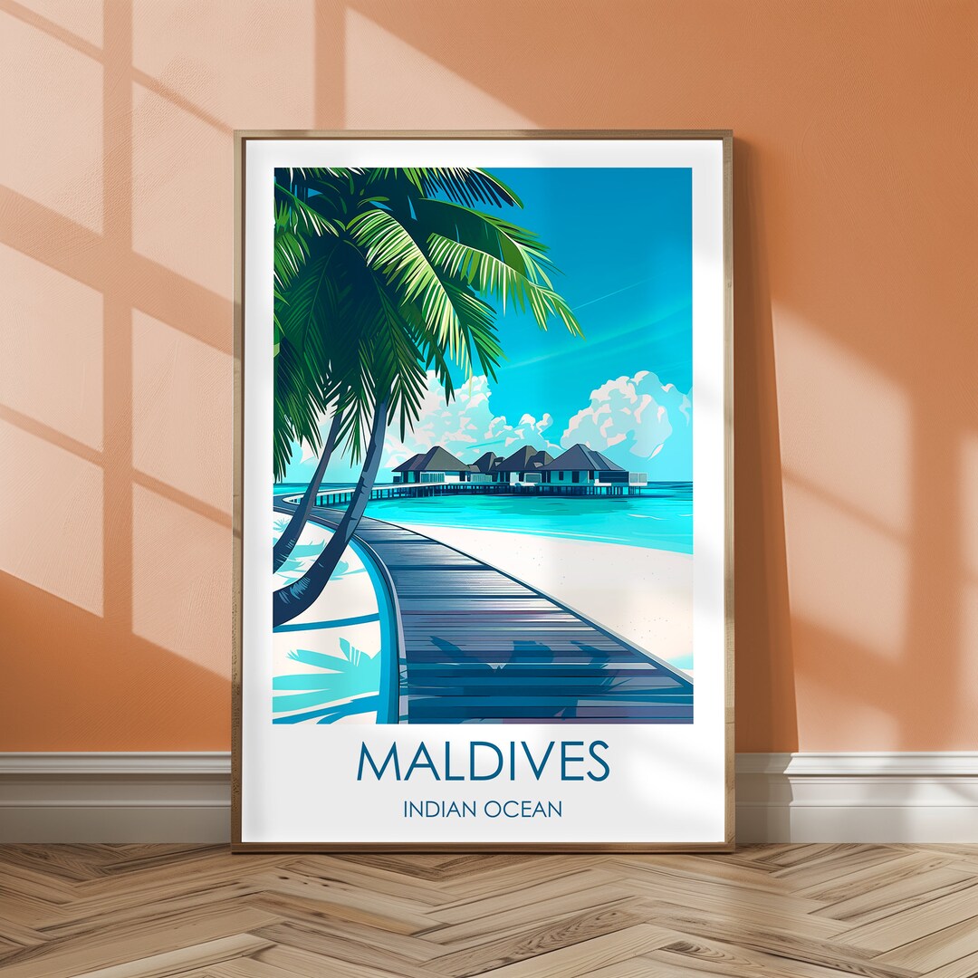 Maldives Travel Print Island Maldives Poster Wall Art Travel Poster ...