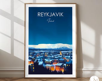 Reykjavik Poster Iceland – Winter Cityscape | Nordic Winter Mood | Cityscape Art Reykjavik