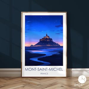 Cartel del Mont Saint-Michel Normandía Francia - Arte mural de la abadía medieval