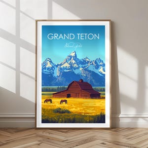 Grand Teton National Park Poster – Wyoming Mountains | USA Nature Poster | Alpine Landscape Wilderness Decoration
